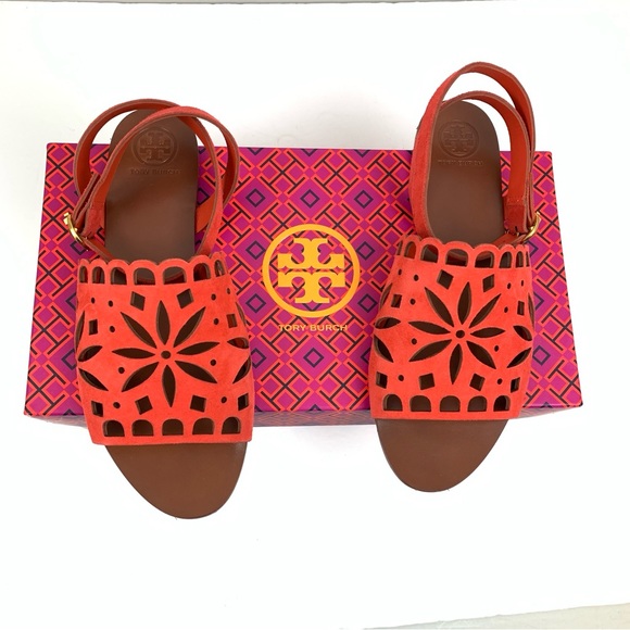 Tory Burch May Perforated Ankle Strap Sandal 6.5 NWB Including Dust Bag - Picture 2 of 13